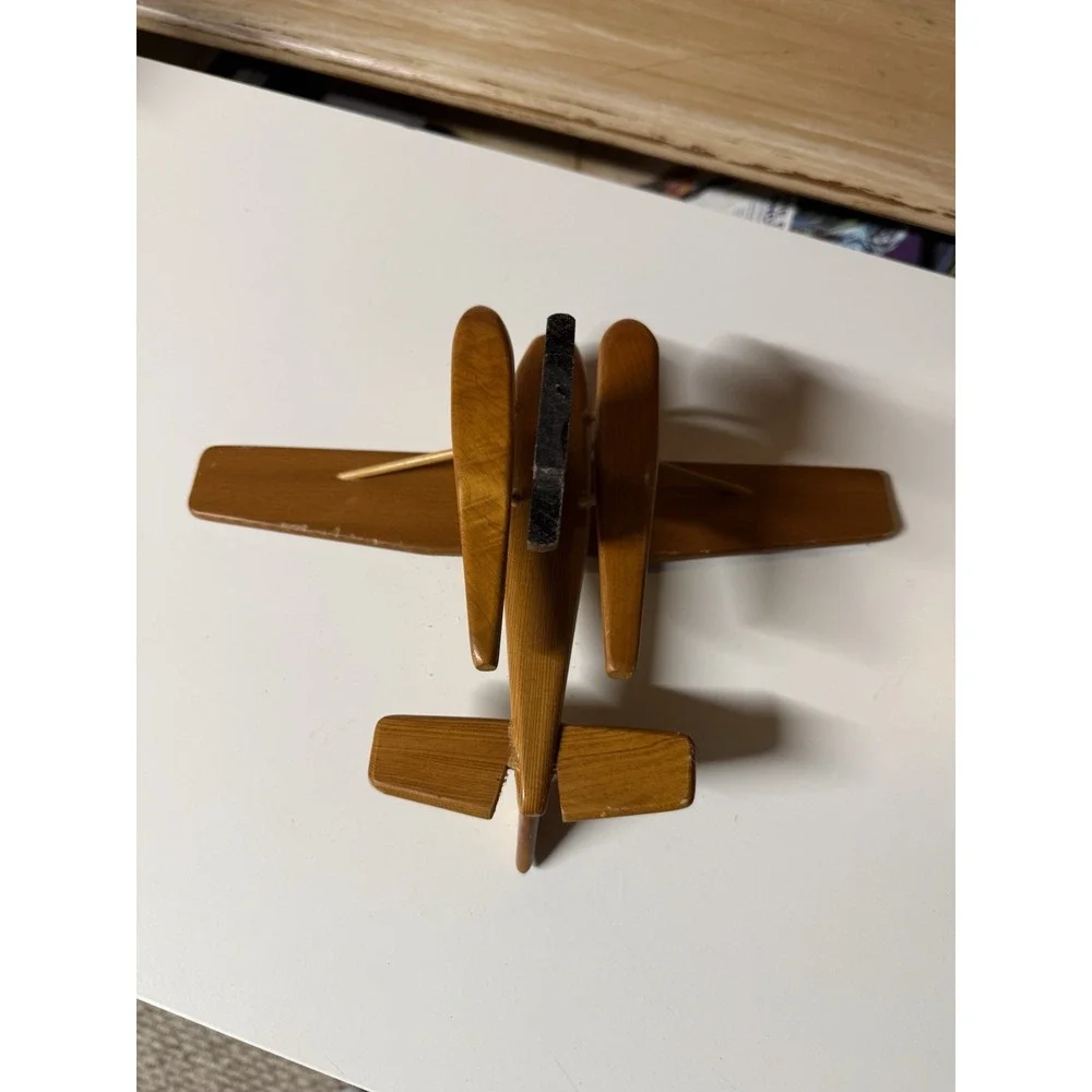 Vintage MCM Carved Wood Airplane Seaplane Model | Parts/Repair/Replacement Only